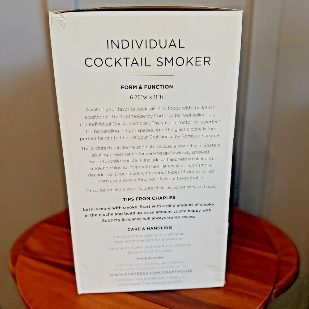 NEW Crafthouse by Fortessa Individual Cocktail Smoking Cloche Williams Sonoma